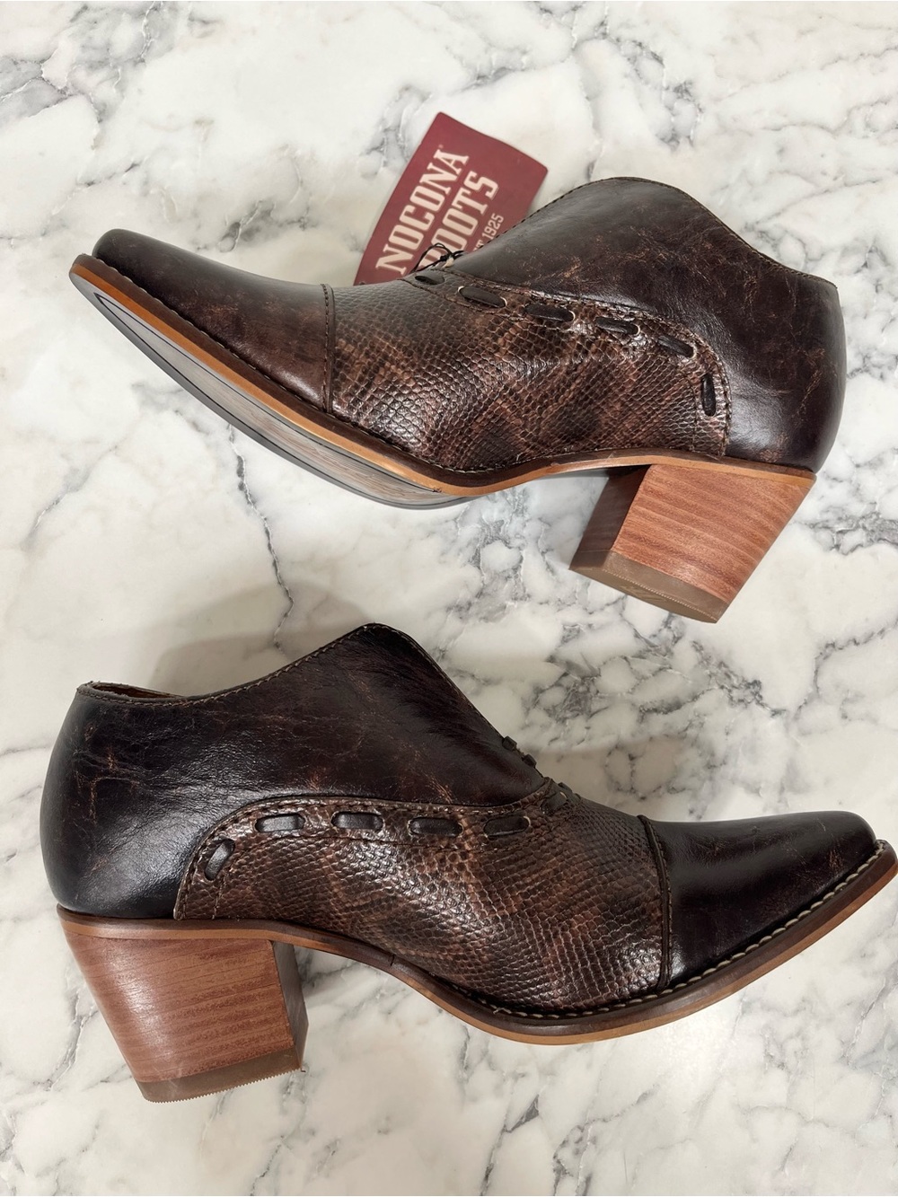 Nocona Ladies' Sherry Mocha Brown 5" Bootie Snip Toe Western Cowgirl Rodeo 6.5 B - Picture 6 of 12